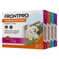 COMPRESSE ANTIPARASSITARIE MASTICABILI 'FRONTPRO' cani da 10 a 25 kg / 3 compresse da 68 mg