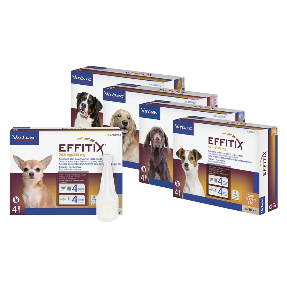 ANTIPARASSITARIO 'EFFITIX' 'Cane Extra Large' da 40 a 60 kg - 4 pipette ml 6 ANTIPARASSITARIO 'EFFITIX' 'Cane Extra Large' da 40 a 60 kg - 4 pipette ml 6