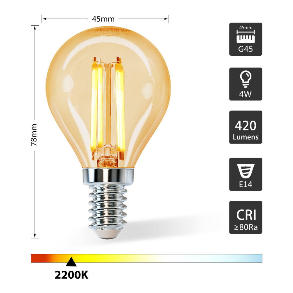 Lampada ad led G45 (4W,E14,2200K)