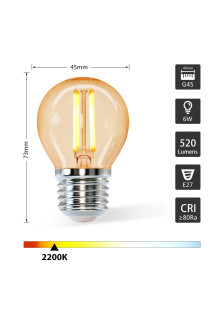 Ampoule à LED G45 (6W, E27, 2000K)