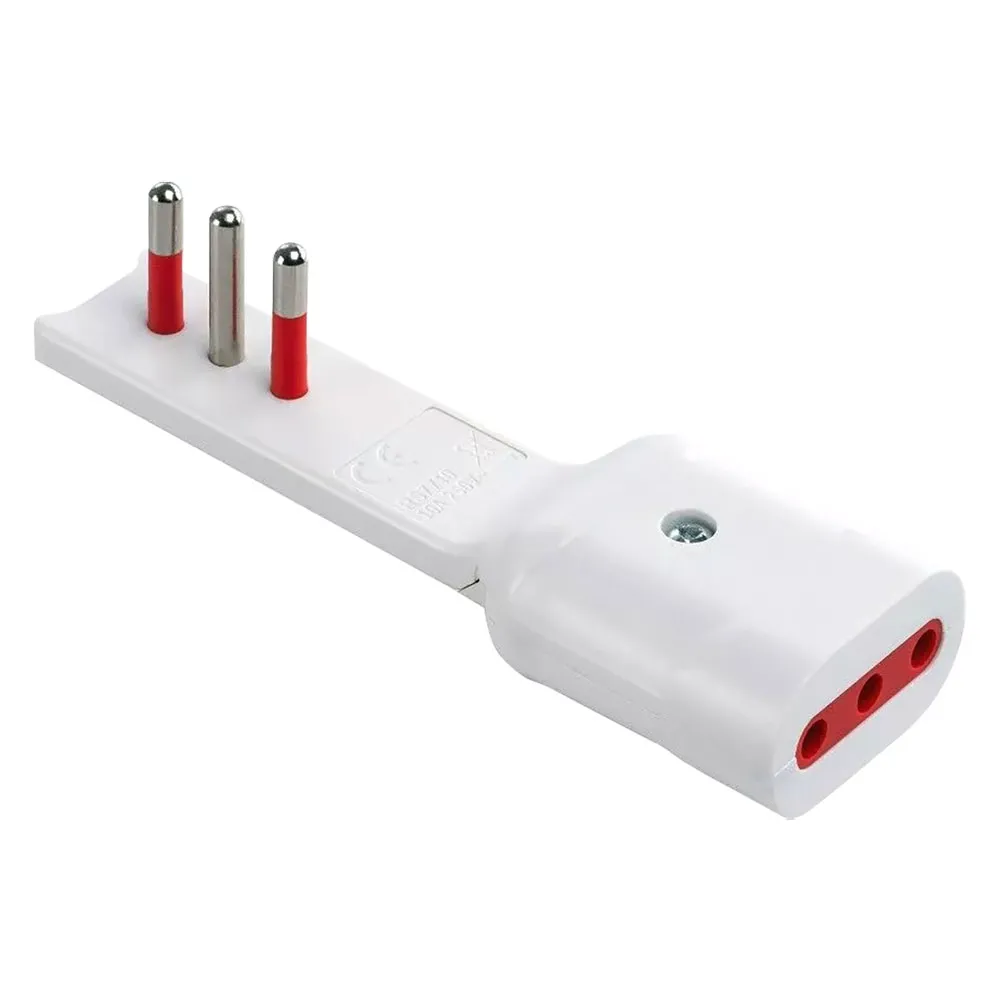 ADATTATORE ULTRAPIATTO SERIE 'EMILIA FLAT' spina e presa 2P + T 16A - bianco ADATTATORE ULTRAPIATTO SERIE 'EMILIA FLAT' spina e presa 2P + T 16A - bianco