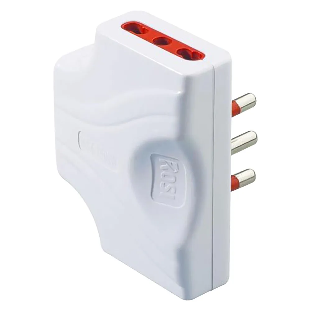 ADATTATORE ULTRAPIATTO TRIPLO SERIE 'EMILIA EXTRA PIATTA' presa 2P+T 10/16A - spina 2P+T 16A / bianco ADATTATORE ULTRAPIATTO TRIPLO SERIE 'EMILIA EXTRA PIATTA' presa 2P+T 10/16A - spina 2P+T 16A / bianco