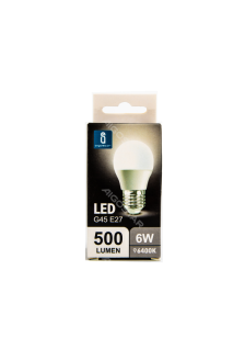 A5 G45 LED lamp (6W, E27, 6400K, COOL LIGHT)