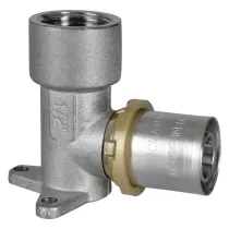 RACCORDO A PRESSARE CURVO CON FLANGIA 3 FORI 'ART. 410' 16 x 2 x 1/2 - femmina