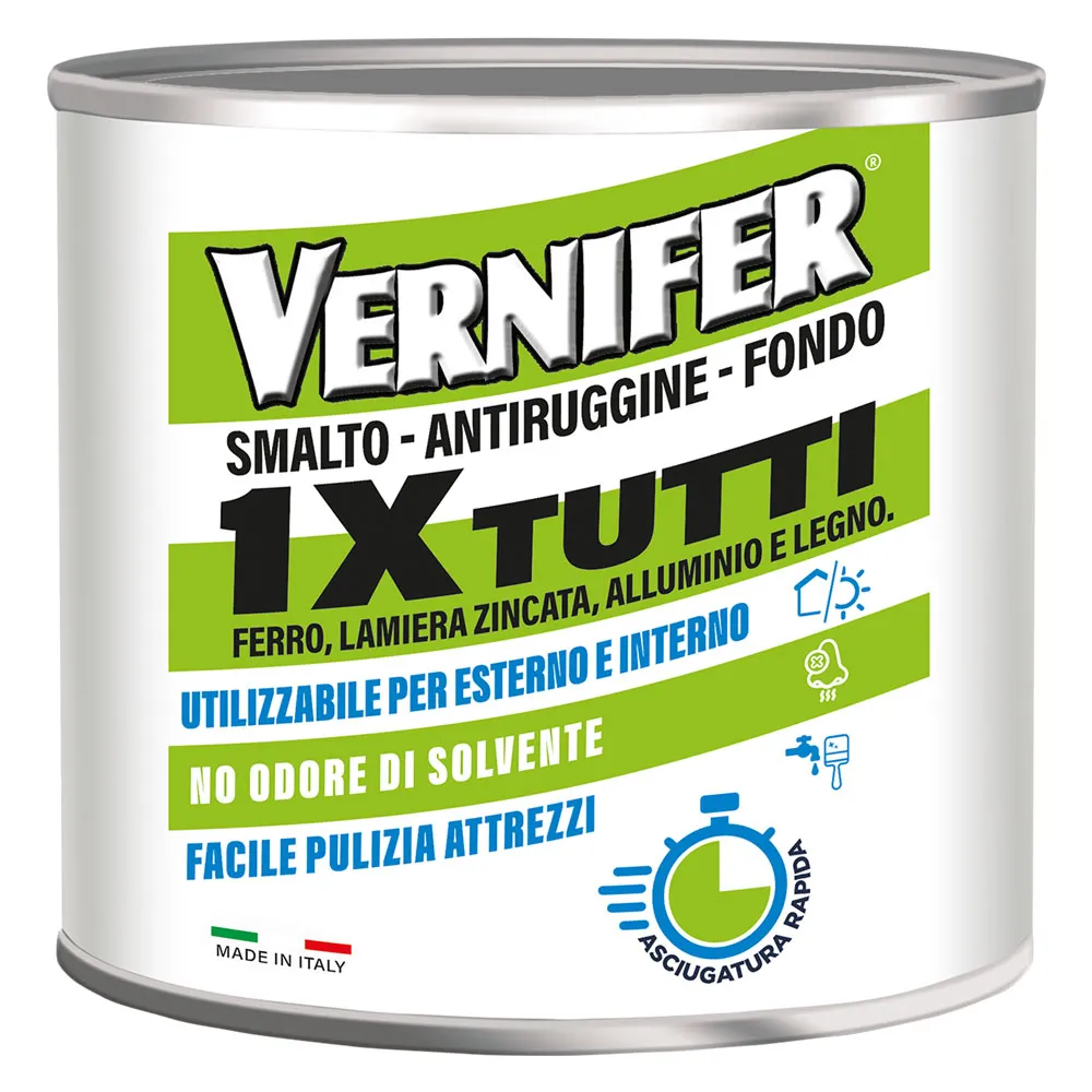VERNICE ANTIRUGGINE ACRILICA 'VERNIFER 1 X TUTTI' Ml. 500 - marrone brillante (4601) VERNICE ANTIRUGGINE ACRILICA 'VERNIFER 1 X TUTTI' Ml. 500 - marrone brillante (4601)