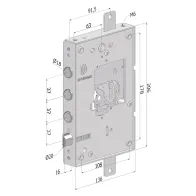SERRATURA DA APPLICARE TRIPLICE PER PORTE BLINDATE SENZA NUCLEO '250' interasse pistoni 28 mm  - SX