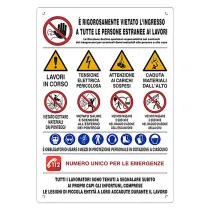 CARTELLO 20 SIMBOLI PER CANTIERE cm 80 x 60