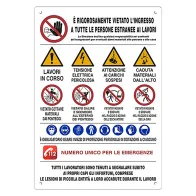 CARTELLO 20 SIMBOLI PER CANTIERE cm 80 x 60