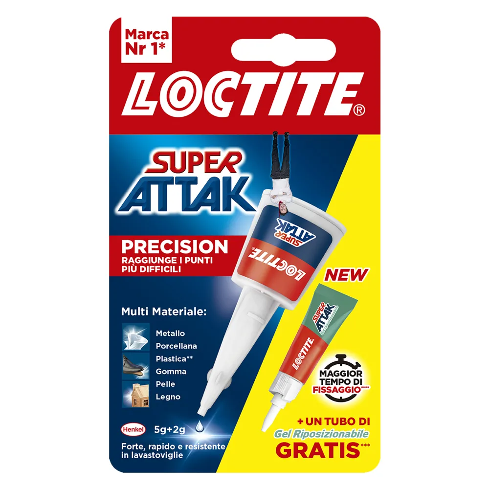 SUPER ATTAK 'PRECISION' Colla gr. 5 + gel riposizionabile da 2 gr. SUPER ATTAK 'PRECISION' Colla gr. 5 + gel riposizionabile da 2 gr.
