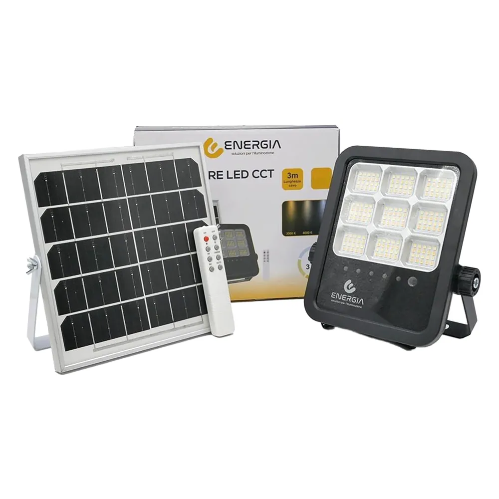 PROIETTORE A LED 'CCT' CON PANNELLO SOLARE 100W (pannello 10W) - cm 19 PROIETTORE A LED 'CCT' CON PANNELLO SOLARE 100W (pannello 10W) - cm 19
