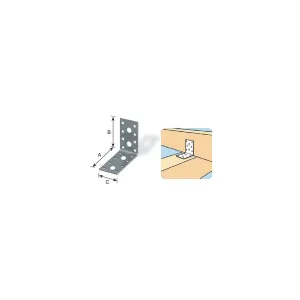 Giunto ad angolo spessore 2,5 mm zincato Misura X X X: 105 x 105 x 90 mm.