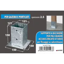 Ancoraggio d'appoggio per travi Misura X X X: 71 x 71 x 150 x 150 mm.