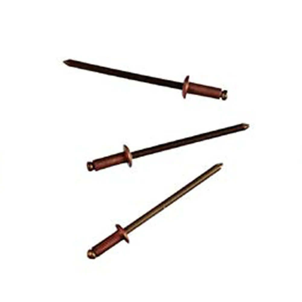 Rivetti ciechi in rame Misura ØX: Ø 3,2 x 10 mm. Rivetti ciechi in rame Misura ØX: Ø 3,2 x 10 mm.