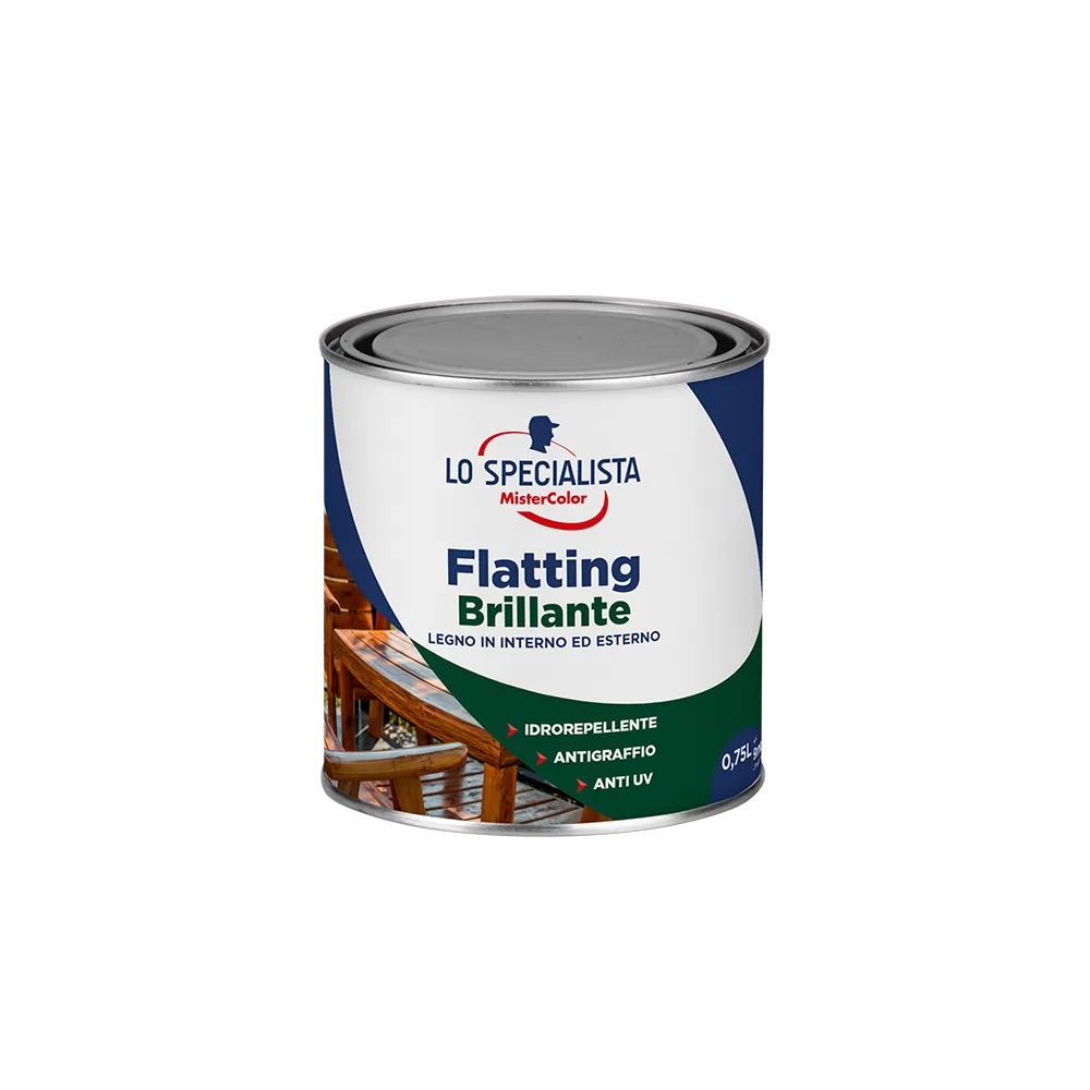 FLATTING ACQUA BRILLANTE 0,75 LT. INCOLORE Dimensioni vernici: 2,5 Lt.