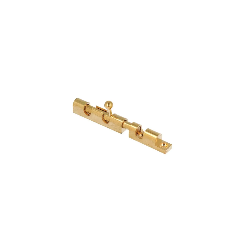 Catenaccio a cannone in ottone lucido con contropiastra Dimensioni m.: 100 mm.