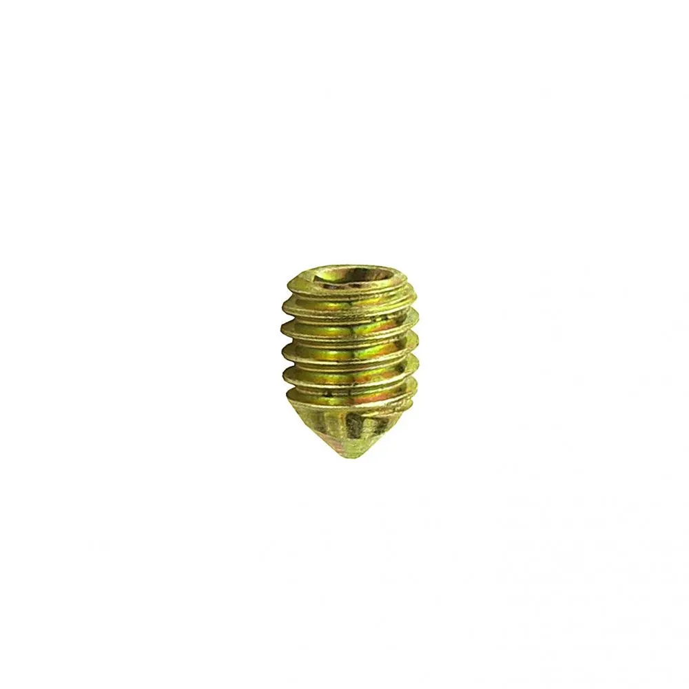 Grani per fissaggio maniglia in ferro zincato giallo Dimensioni MX: M6 x 8 mm. Grani per fissaggio maniglia in ferro zincato giallo Dimensioni MX: M6 x 8 mm.