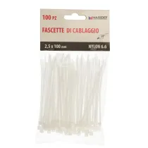 Fascette nylon 6.6 colore neutro Fascette: 2,5 X 100 mm. Fascette nylon 6.6 colore neutro Fascette: 2,5 X 100 mm.