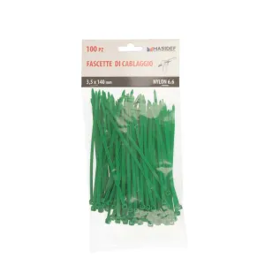 FASCETTE NYLON 6.6 VERDI - 100PZ Fascette: 3,5 X 200 mm.