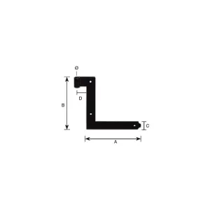 Cantonali verniciate nere Dimensioni Ø/X bandella: 200 X 200 mm.