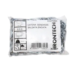 CATENA GENOVESE PRETAGLIATA IN ACCIAIO ZINCATO Ø3MM Lunghezza: 2,5 mt