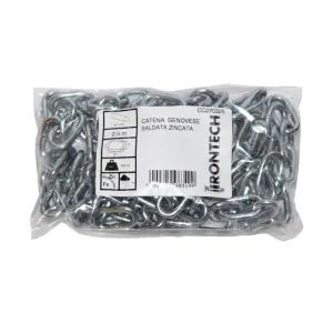 CATENA GENOVESE PRETAGLIATA IN ACCIAIO ZINCATO Ø5MM Lunghezza: 2,5 mt