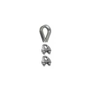 Set 2 morsetti + redance per funi in acciaio zincato Dimensioni m.: 3 mm.
