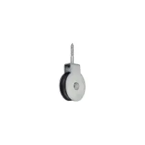 Carrucola con vite in acciaio zincato e poliammide per funi  Ø 6 mm. Dimensioni m.: 40 mm.