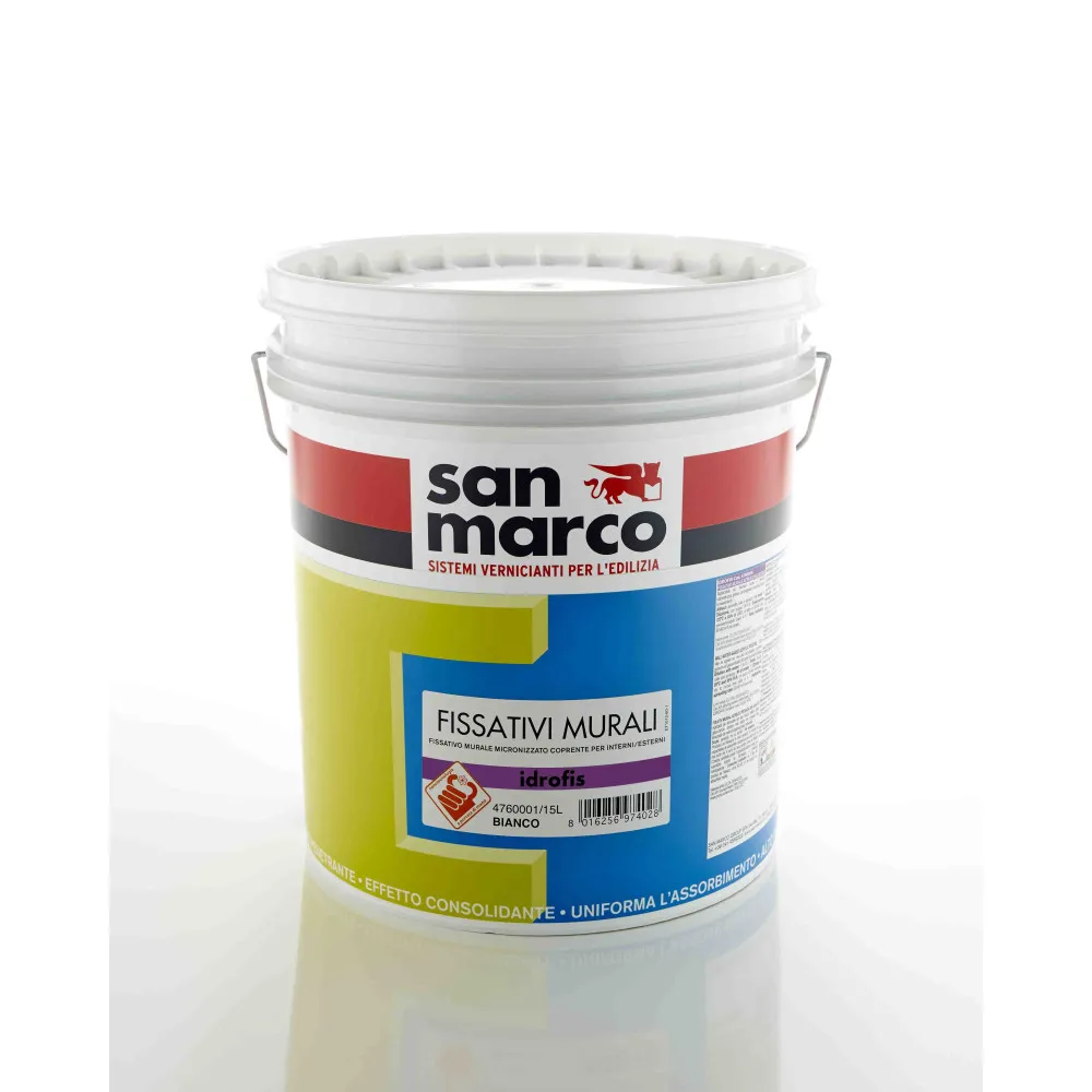 Fissativo murale acrilico all'acqua San Marco Idrofis (A scelta) Dimensioni vernici: 1 Lt.