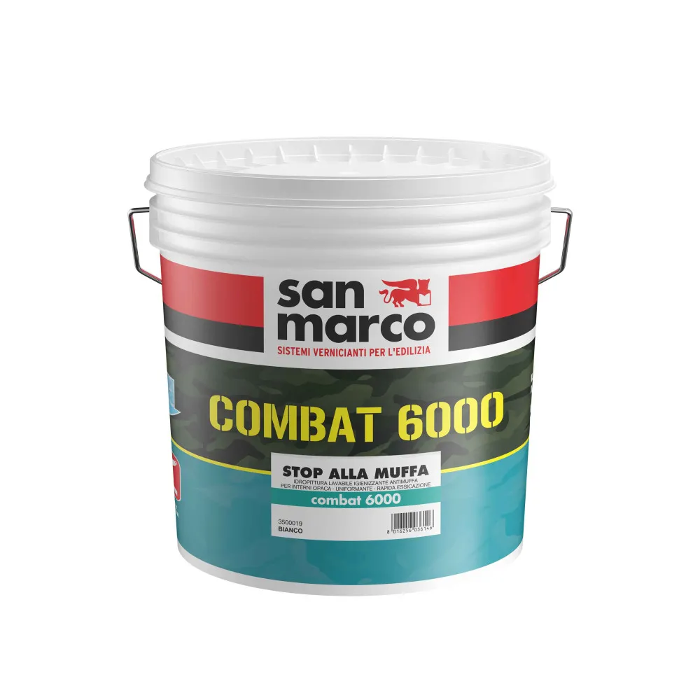 COMBAT 6000 BIANCO SAN MARCO Pittura lavabile antimuffa interni 1 LT / 4 LT / 14 LT Dimensioni vernici: 4 Lt.