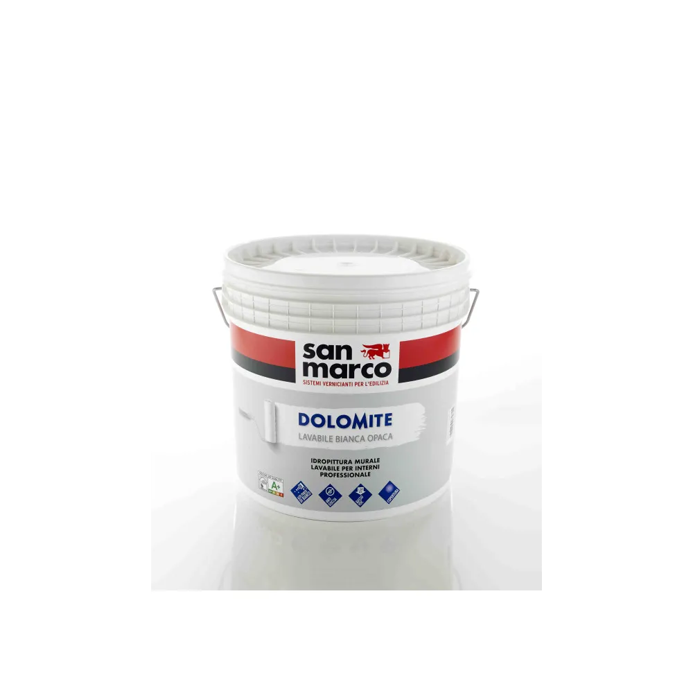 Dolomite Idropittura lavabile bianco opaco coprente San Marco (A scelta) Dimensioni vernici: 12.5 Lt.