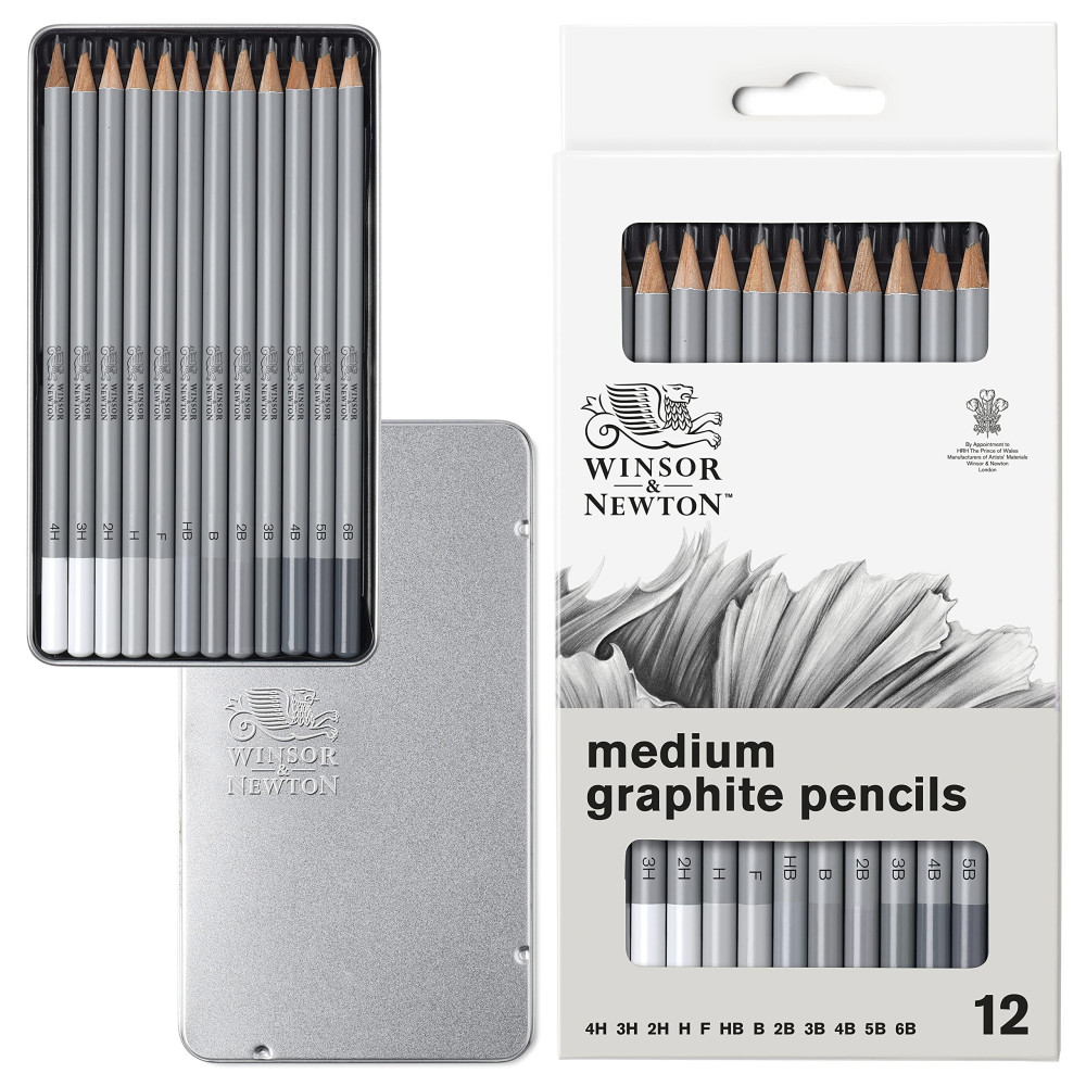 Boîte en métal de 24 crayons de couleur - Winsor & Newton Crayons