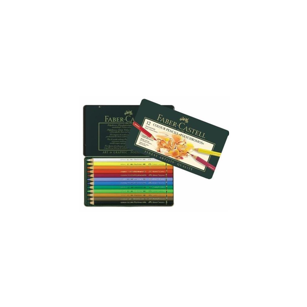 ASSORTED POLYCHROMOS COLORED PENCILS - FABER CASTELL PACK OF 12.