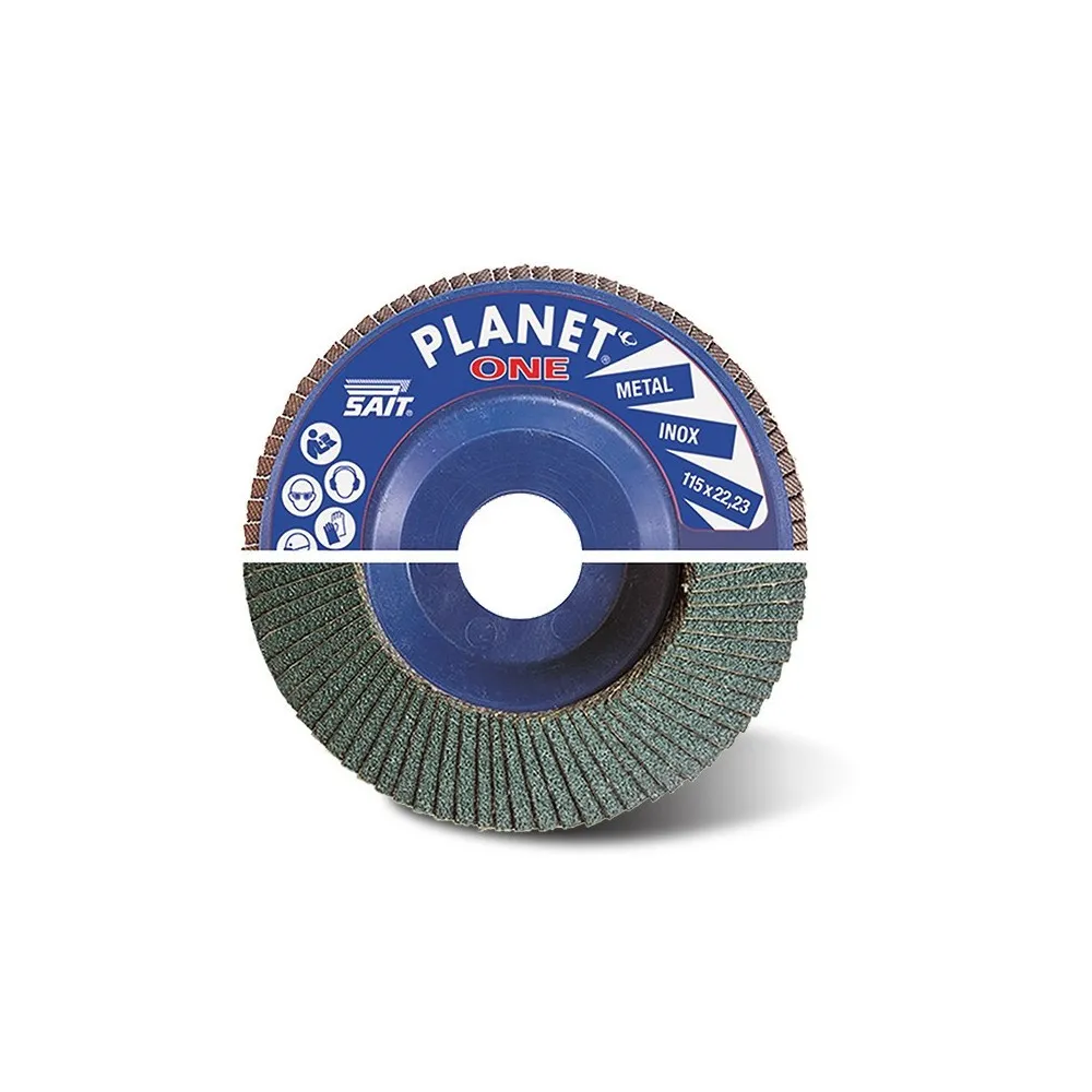 PLANET-ONE Disco Abrasivo Lamellare Sait 115x22,23 mm Grana abrasiva: AZ40 PLANET-ONE Disco Abrasivo Lamellare Sait 115x22,23 mm Grana abrasiva: AZ40