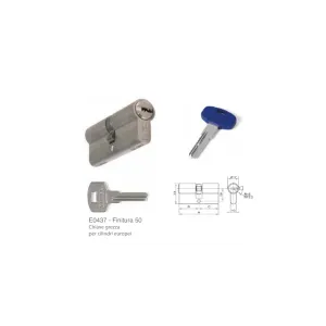 CILINDRO EUROPEO FINITURA CROMO SATINATO 5 CHIAVI GREZZE + 1 CHIAVE DA CANTIERE Dimensioni cilindro: mm 90 (40+50)