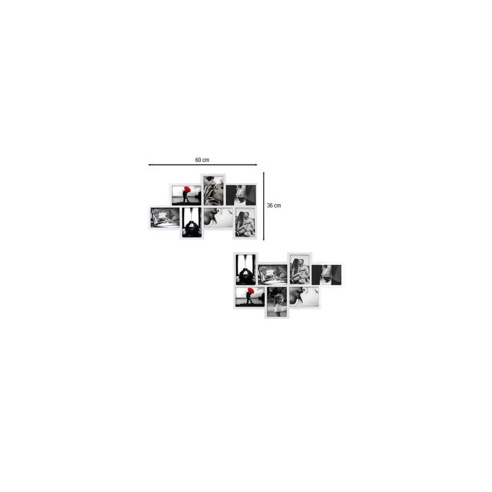 PORTAFOTO MULTIPLO 14 FOTO BIANCO 36X120X1,2CM