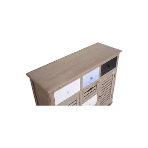 MOBILE CREDENZA 6 CASSETTI 2 ANTE IN LEGNO CHIARO 90 x 100 x 35CM