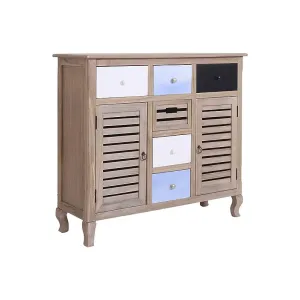 MOBILE CREDENZA 6 CASSETTI 2 ANTE IN LEGNO CHIARO 90 x 100 x 35CM