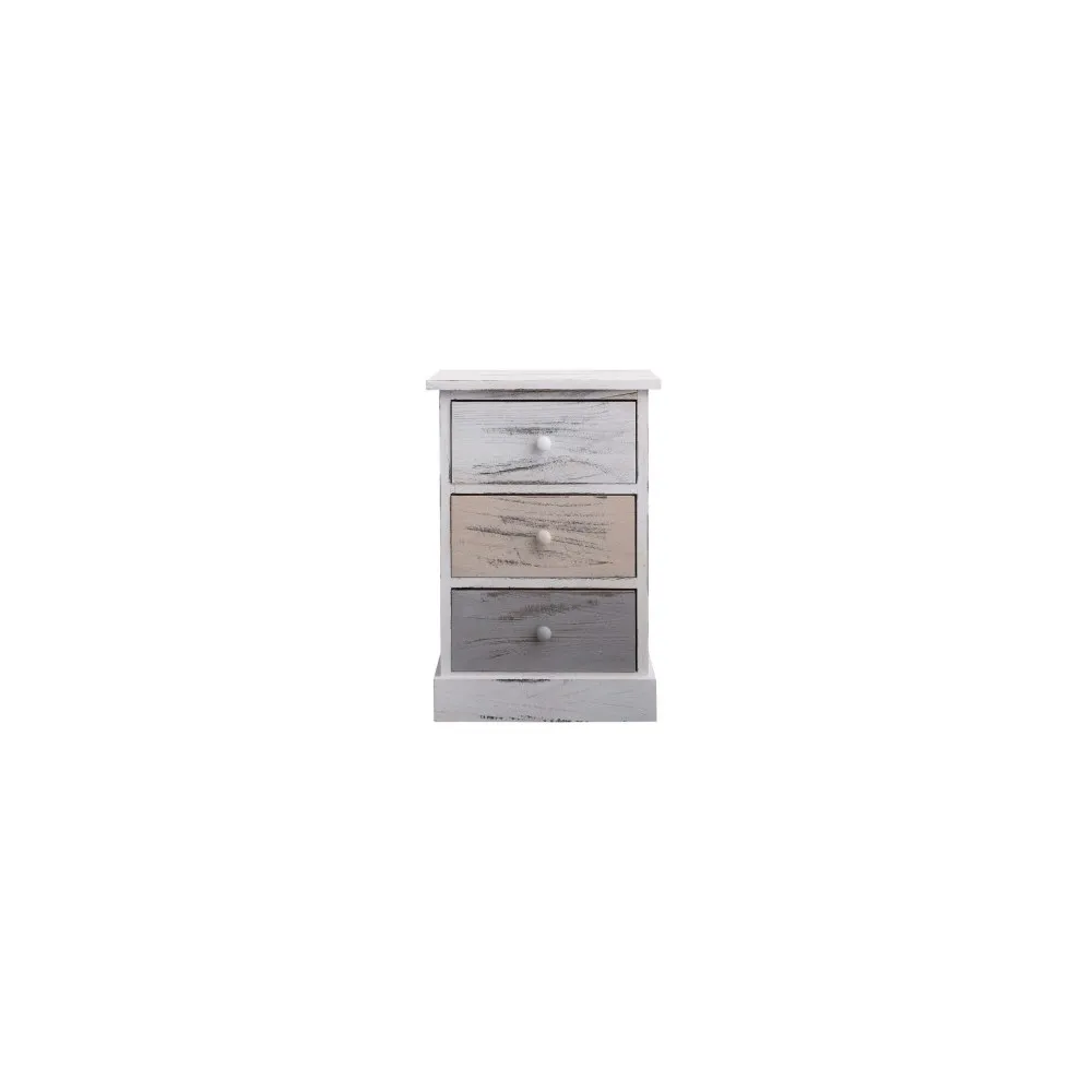 COMODINO 3 CASSETTI LEGNO BIANCO BEIGE SHABBY 54X37X27CM COMODINO 3 CASSETTI LEGNO BIANCO BEIGE SHABBY 54X37X27CM