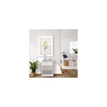 COMODINO 3 CASSETTI LEGNO BIANCO BEIGE SHABBY 54X37X27CM