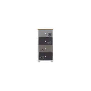 CASSETTIERA "CLADONIA" IN STILE SHABBY CON 4 CASSETTI DECORATI