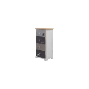 CASSETTIERA "CLADONIA" IN STILE SHABBY CON 4 CASSETTI DECORATI