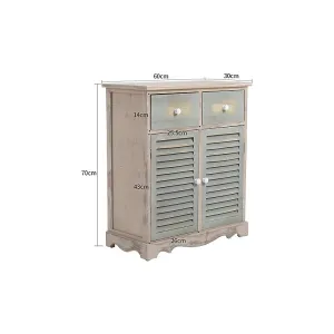 MOBILE 2 CASSETTI E 2 ANTE IN LEGNO DI PAULOWNIA 70X60X30CM