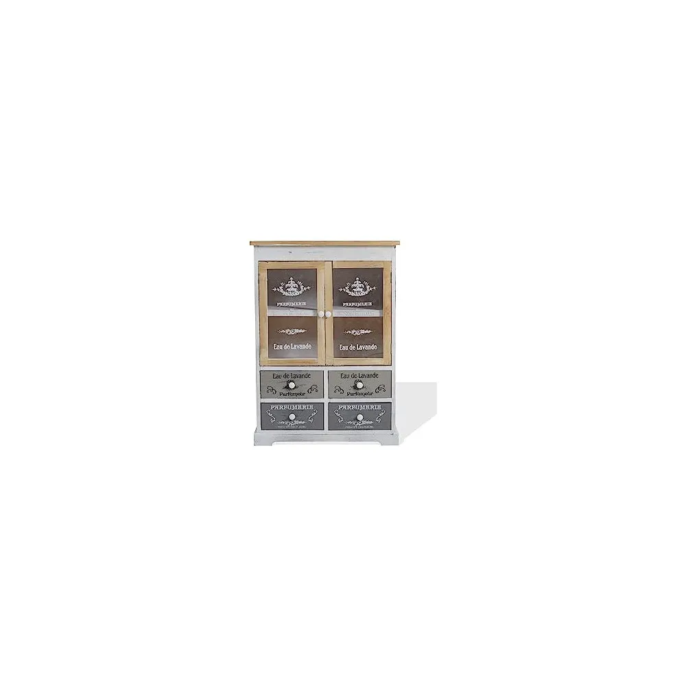CREDENZA CON VETRINA DECORATA 4 CASSETTI 2 ANTE 81X58X30CM