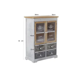 CREDENZA CON VETRINA DECORATA 4 CASSETTI 2 ANTE 81X58X30CM