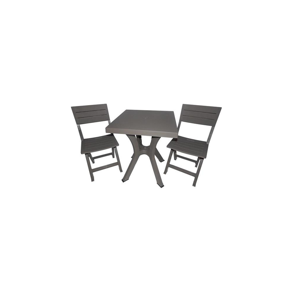 SET 'DUETTO RESINA' TABLE + 2 DOVE GREY CHAIRS