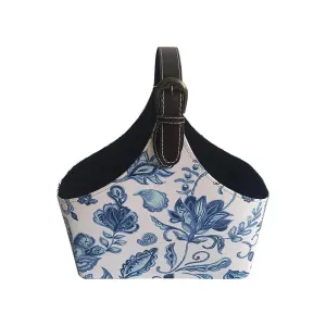 PORTARIVISTE DA TERRA BIANCO BLU E NERO IN FIBRA NATURALE 30x35,5x22CM (AxLxP)