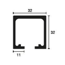 BINARIO SUPERIORE 2MT IN ALLUMINIO QUADRATO