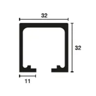 BINARIO SUPERIORE 2MT IN ALLUMINIO QUADRATO