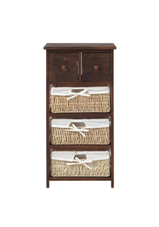 CHEST OF DRAWERS WITH 2 DRAWERS AND 3 WICKER BASKETS MADE OF WOOD 80X40X27CM