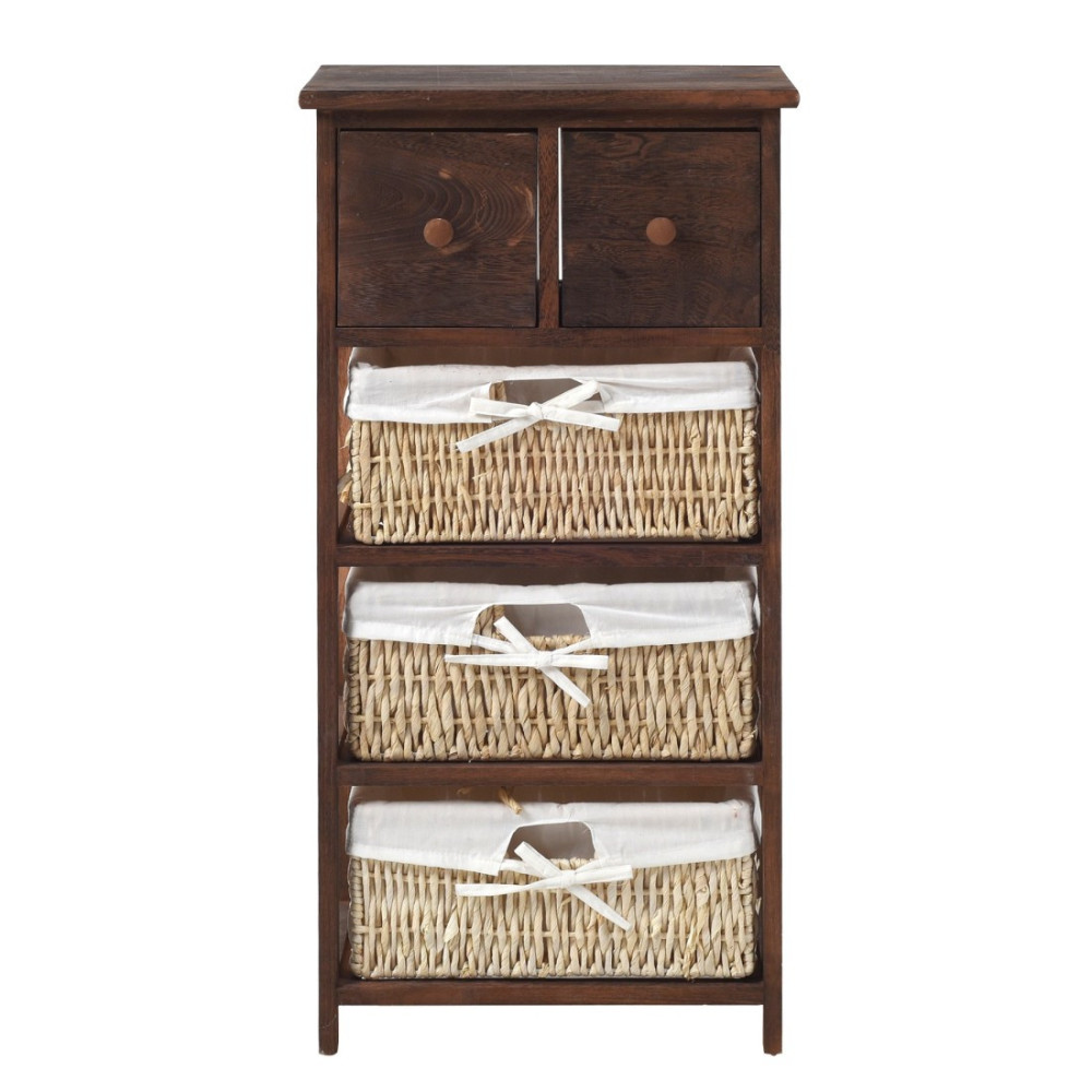 CHEST OF DRAWERS WITH 2 DRAWERS AND 3 WICKER BASKETS MADE OF WOOD 80X40X27CM